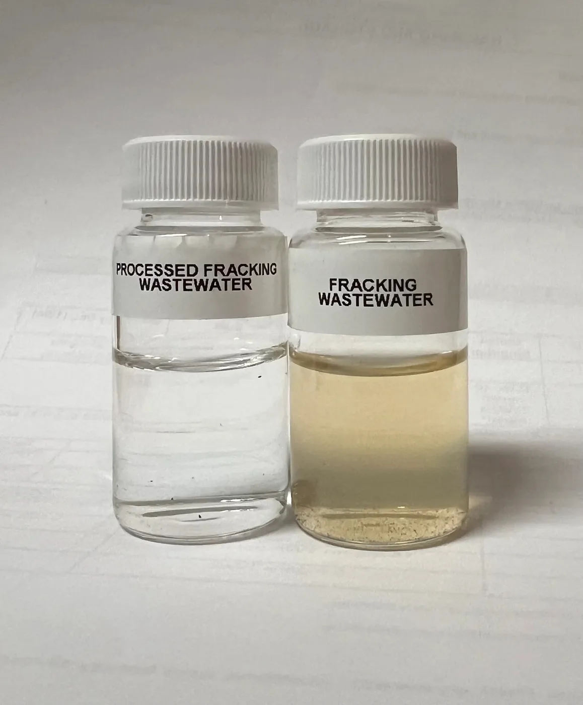 Fracking wastewater, before and after processing
